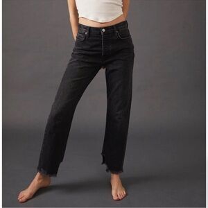 Free People Tapered Baggy High Rise Boyfriend Jeans Black Size 26